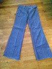 Vtg 70s Disco Moon Covers Hi Waist Flare Bell Bottom Jeans Star Pockets 34x34