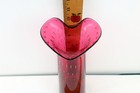 Michael Egan 2006 Signed Controlled Bubble Art Glass Cranberry Red Vase Vermont