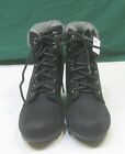 New Ladies  Black  2 5 Wedge Heel Lace Up Ankle Booties Women Size 5 5