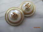 Chanel 2 Faux Pearl  Buttons   With Gold Tone   Metal   Cc Logo 24mm  lot 2