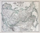 North   Central Asia  Russia  Korea  Japan  Original Antique Map  Stieler  1889