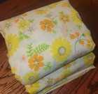 Vtg Queen Sheet 3 Pc Set Groovy Flower Fieldcrest Ideal Muslim Retro Orange 70s
