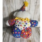 Vintage Applause White Teddy Bear Clown Plush Stuffed Animal Dot Polka Dot