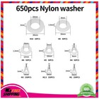 650 Pcs Nylon Flat Washer Assortment Kit M2 M2 5 M3 M4 M5 M6 M8 M10 Metric Set