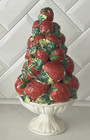 Mid-century Italian Majolica Topiary strawberries hand Painted  12  excellent