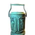 Green Wooden Antique Looking Icebox With Grapes Laid On The Box Vintage Decor