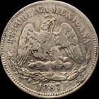 1887 Mexico 25 Centavos Coin  Mom   903 Silver  Scales  Liberty Cap  Mexico City
