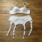 Vintage 60s 70s Bullet Bras Bra   Garter Belt Set Girdles W  Garter Straps Lot