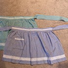 Vintage Hand Crafted Half Apron Lot Of 2 Gingham Checks Crochet Trim Rockabilly
