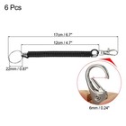 6pack 6 7  Spiral Retractable Spring Coil Keychain Stretch Cord Key Ring Black