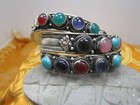 Usa Seller Unisex Unique 1 2  Wide 5 Colored Stones Cuff Bracelet Nepal
