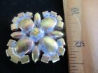 Magnificent Czech Vintage Glass Rhinestone Button    Crystal Clear   Ruby Red