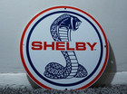 Vintage Ford Shelby Cobra Car  snake 11 3 4  Porcelain Metal Gasoline   Oil Sign