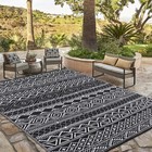 Outdoor Straw Rug Reversible Plastic Camping Mats Patio Backyard Picnic Deck