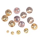 Round Plicated Solid Brass Metal Light Gold Color 3mm 4mm 5mm 6mm 8mm Loose Bead