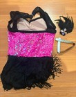 Weissman Pink   Black Fringe Jazz Costume - Child Large