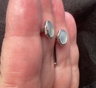 Two Vintage Men s Shirt Buttons Studs Mother Of Pearl Octagon Silver Tone