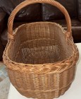 Vintage Oval Willow Wicker Market Basket 1950   s 19   x 13    Depth 9   