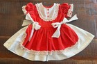 Vintage Love Swiss Dot Apron Dress Toddler Red White Bow Lace Full Circle Size 2