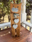 Vintage Wooden Cat Toilet Paper Holder Bathroom Folk Art  spare Rolls  1980