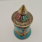Buddhist Handmade Tabletop Prayer Wheel Turquoise Coral Tibbetan Nepal Authentic