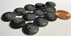 12 Vintage Nos Glossy Black Gray Plastic Sew-thru Buttons Almost 5 8  15mm 13495