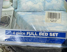 Nos Vintage American Lifestyle Sky Cloud Blue 4pc Double Full Bed Sheet Set