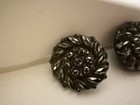 Vintage  Antique Black Glass W Silver Luster Button Set Of Two