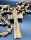 Vintage Large Oversized Handmade Wooden Wall Rosary  Approx  41 5 Inches Long