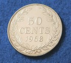 1968 Liberia 50 Cents - Gorgeous Unc Coin - Low Mintage - See Pictures