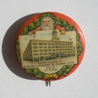 2 Vtg Santa Christmas Mccurdy   s   Sibley s Dept Store Celluloid Pinback Button