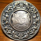 Vintage Antique French White  persian Cat decorative Rim  1 3 4  Metal Button
