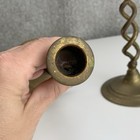 Antique Pair Of 19th Century Signed England Barley Twist Solid Brass Candlestick