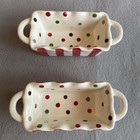 Mud Pie Mini Loaf Pans  2  Ceramic Christmas Holiday Decor Polka Dots Stripes