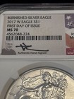 2017-w Burnished American Silver Eagle Fdoi Ngc Ms70 Mercanti Mint Engraver