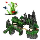 Aquarium Rockery Ornament Hiding Cave Mountain View Tree Fish Tank Decoration   