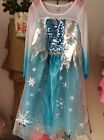 Classic Princess Elsa Dress Cosplay Party Dress Up   Free Crown   Wand