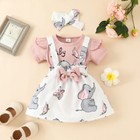 Newborn Baby Girl Clothes Infant Romper Elephant Dress Outfit Jumpsuit Headband
