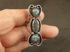 Navajo  3  Bisbee Turquoise Silver Waterbug Ring 1950 s Bisbee Estate