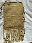 Vintage 80s 90s Handmade Buckskin Beaded Leather Pouch-fringe 