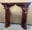 Arrives July 2025 6  Antique French Gothic Walnut Wood Fireplace Surround mantel
