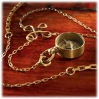 Vtg Style Compass Gold-tone Adjustable Necklace  On Watch Fob Chain 32 