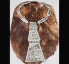 Vintage Taxco Mexico Sterling Silver Abalone Inlay Neck Tie Collar Necklace