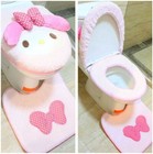 My Melody 3pcs Set Cute Plush Area Rug Bath Mats Rugs Toilet Cover Bathroom Deco