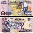 Zambia 100 Kwacha 1992  Unc  5 Pcs Lot  Consecutive  P-38a