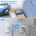 Power Strip With Usb surge Protector Flat Plug 8 Widely 5ft  White