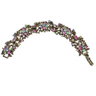 Vintage Set Signed Coro Bracelet 7    Earrings Antique Gold Tone Rhinestones