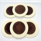 Vintage Mcm Mid Century Modern Acrylic Round Coasters  Ribbed W  Rope Center