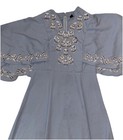 Jalabiya Kaftan-style Abaya Light Blue Embroidered Neckline   Short Sleeves