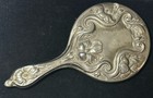 Vintage Art Nouveau Style Silver Plated Hand Mirror   Vanity Brush Set Floral
